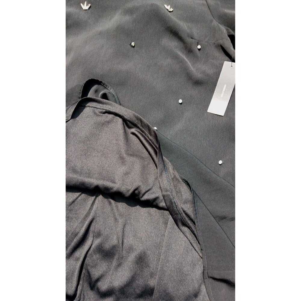 NWT Rhinestone Mini Dress Sparkly Black Embellished Shift Dress Size Small Lined - Picture 5 of 8